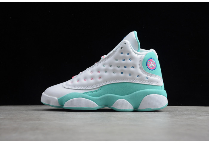 jordan 13 retro white soar green pink (gs)  439358-100